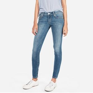 Express Low Rise Medium Wash Jean Leggings, 8